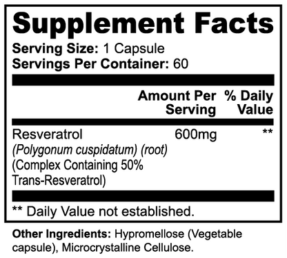 Resveratrol 50% 600mg Capsules